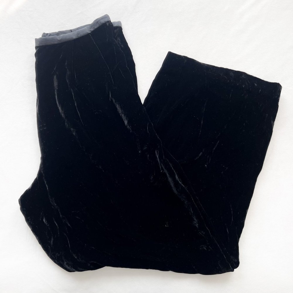 Vintage Ann Taylor Loft Black Velvet and Silk High Waisted Ankle Pants